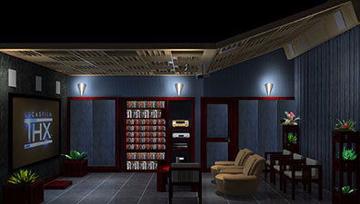 天花板前低后高型视听室